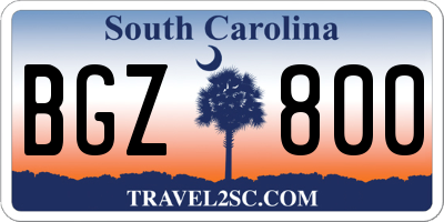 SC license plate BGZ800