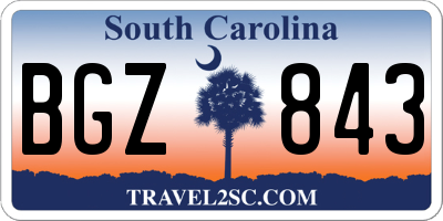 SC license plate BGZ843