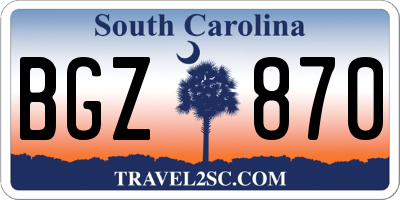 SC license plate BGZ870