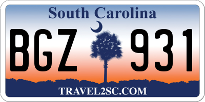 SC license plate BGZ931