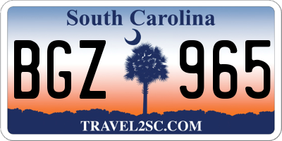 SC license plate BGZ965