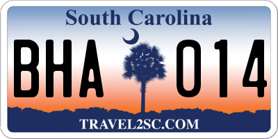 SC license plate BHA014