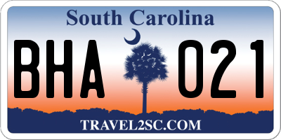 SC license plate BHA021
