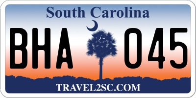 SC license plate BHA045