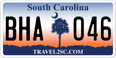 SC license plate BHA046