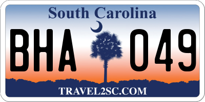 SC license plate BHA049