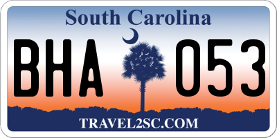 SC license plate BHA053
