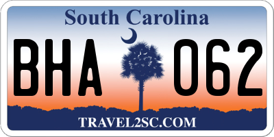 SC license plate BHA062