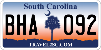 SC license plate BHA092