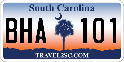 SC license plate BHA101