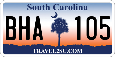 SC license plate BHA105
