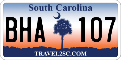 SC license plate BHA107