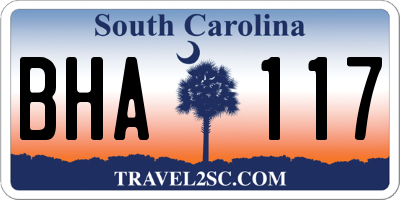 SC license plate BHA117