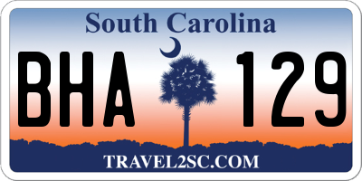 SC license plate BHA129