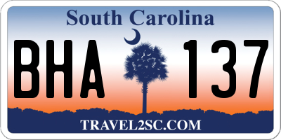 SC license plate BHA137