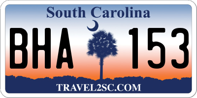 SC license plate BHA153