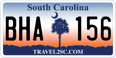 SC license plate BHA156