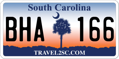 SC license plate BHA166