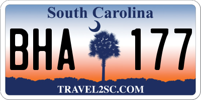 SC license plate BHA177