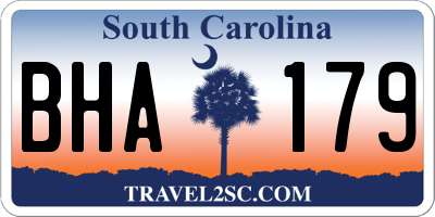 SC license plate BHA179