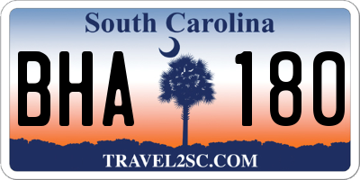 SC license plate BHA180