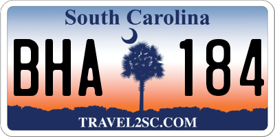 SC license plate BHA184