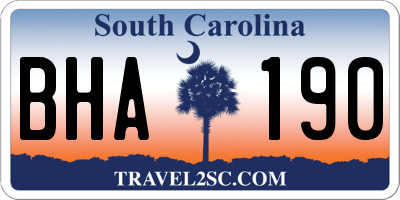 SC license plate BHA190