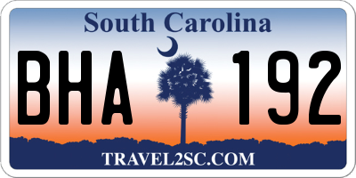 SC license plate BHA192
