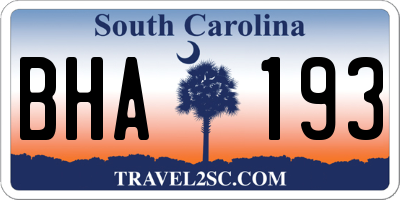 SC license plate BHA193