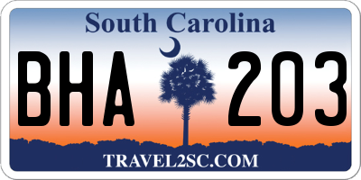 SC license plate BHA203
