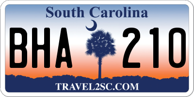 SC license plate BHA210