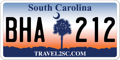SC license plate BHA212