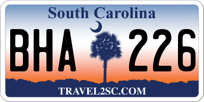 SC license plate BHA226