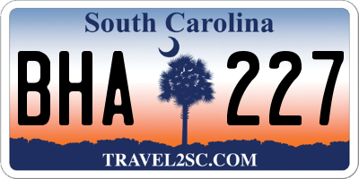 SC license plate BHA227