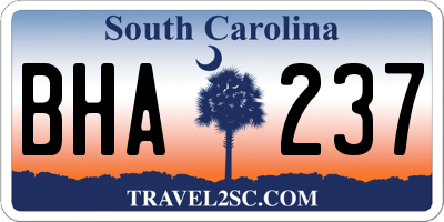 SC license plate BHA237