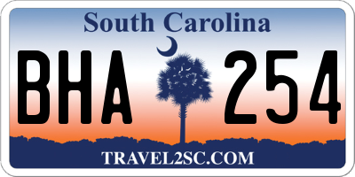 SC license plate BHA254