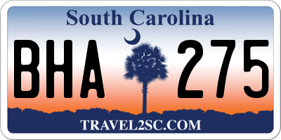 SC license plate BHA275