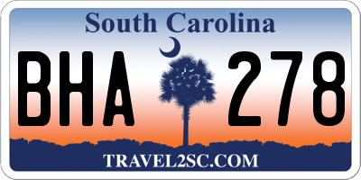 SC license plate BHA278