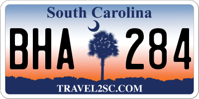 SC license plate BHA284