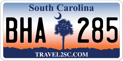 SC license plate BHA285