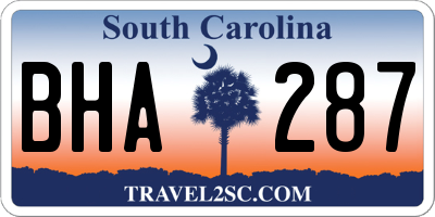 SC license plate BHA287