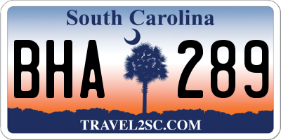 SC license plate BHA289