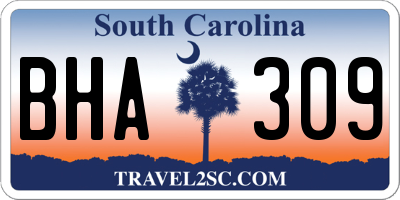SC license plate BHA309