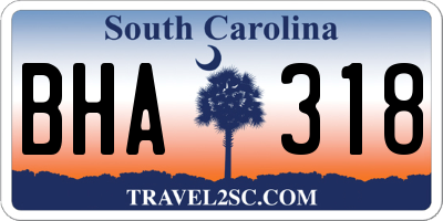 SC license plate BHA318