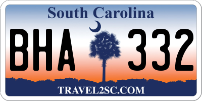 SC license plate BHA332