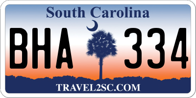 SC license plate BHA334