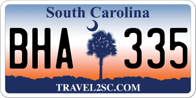 SC license plate BHA335