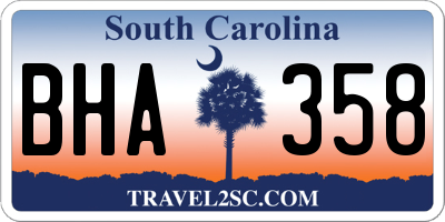SC license plate BHA358