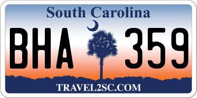 SC license plate BHA359