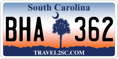 SC license plate BHA362